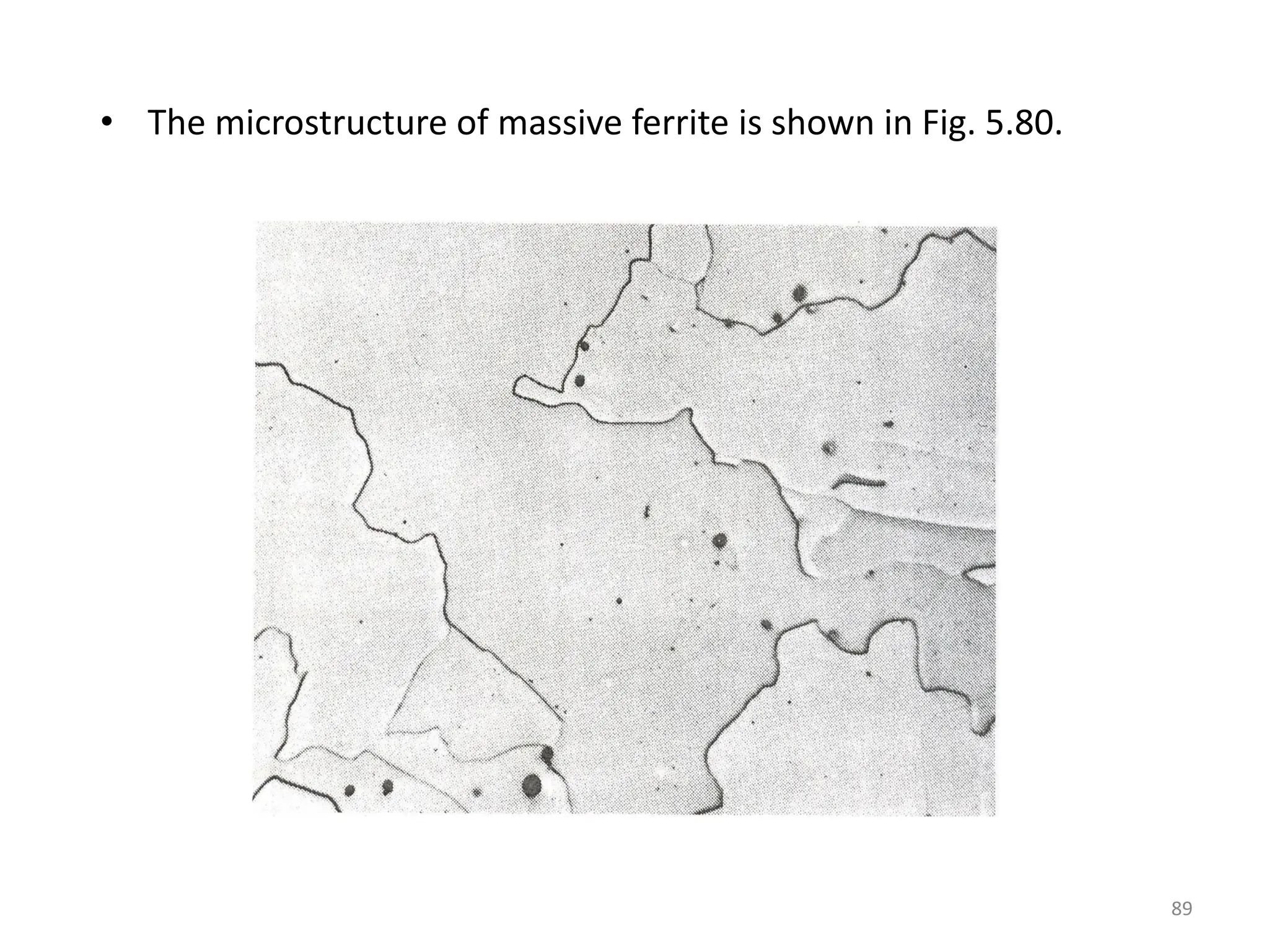 • The microstructure of massive ferrite is shown in Fig. 5.80.
89
 