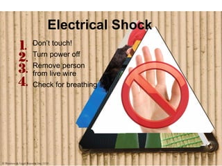 Electrical Shock
Don’t touch!
Turn power off
Remove person
from live wire
Check for breathing
© Business & Legal Reports, Inc. 1110
 