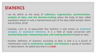 Basic Statistics, Descriptive Statistics | PPTX