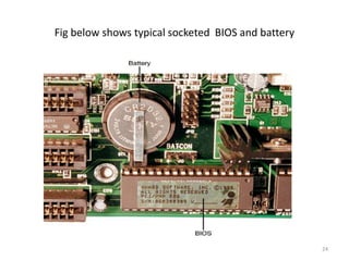 Fig below shows typical socketed BIOS and battery
24
 