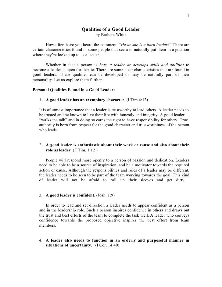 Great leaders essay