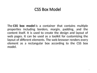 Lecture CSS Box Model.pptx for web development | PPTX