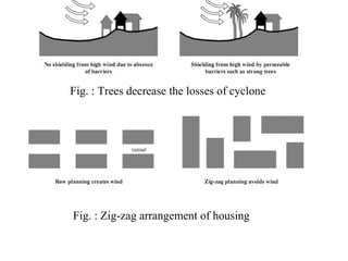 Fig. : Trees decrease the losses of cyclone
Fig. : Zig-zag arrangement of housing
 
