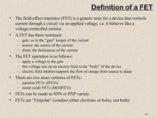Generic Fet Lecture Diodes Transistors Field effect transistors ppt | PPT