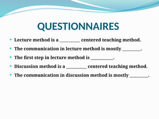 Effective Teaching: Lecture and Discussion Methods in Education | PPTX