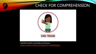 CHECK FOR COMPREHENSION
NASEM Health and Medicine Division
https://www.youtube.com/watch?v=rasZGZpQsy0
 