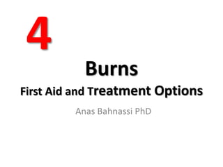 Burns
First Aid and Treatment Options
Anas Bahnassi PhD
4
 
