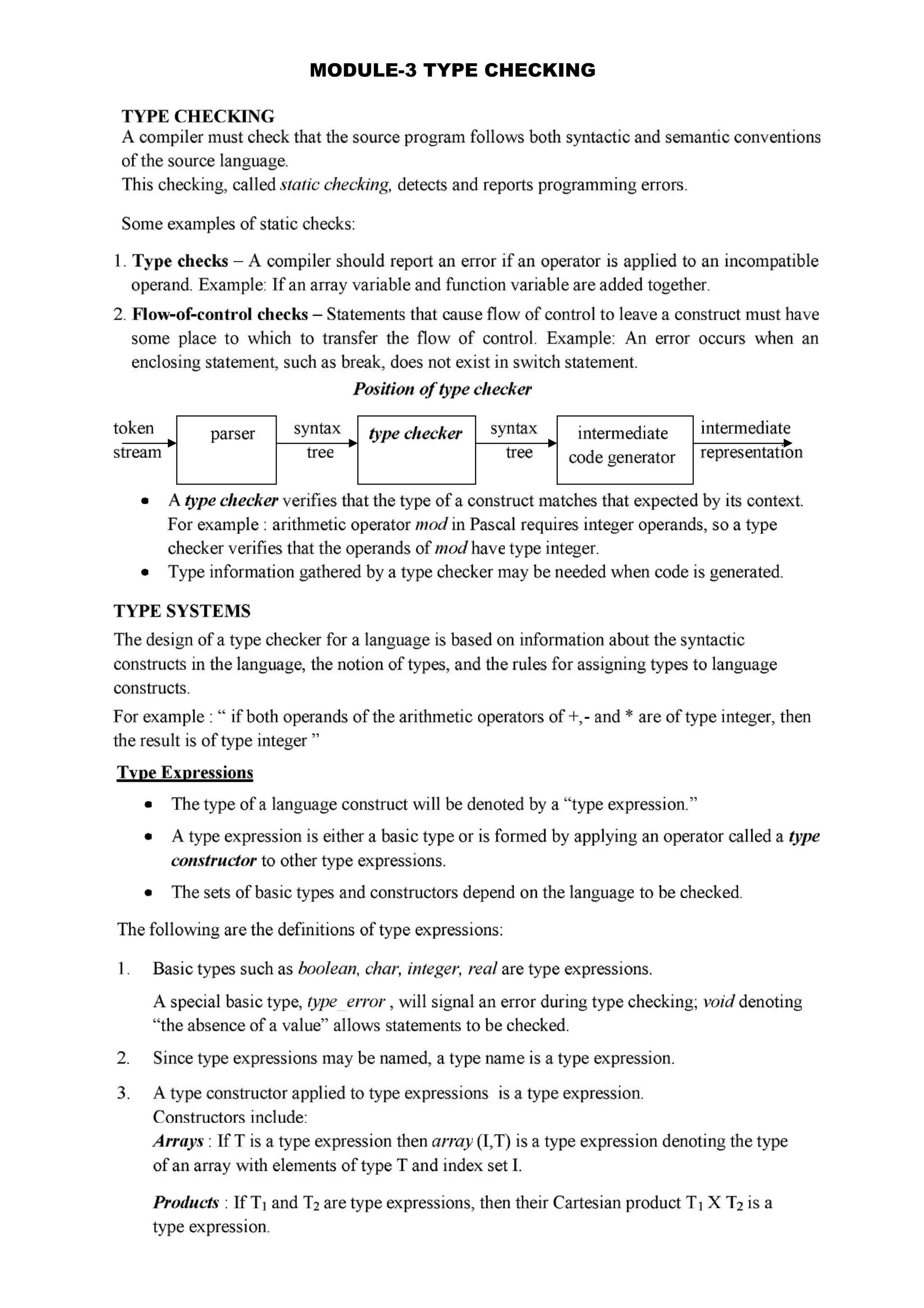 MODULE-3 TYPE CHECKING
 