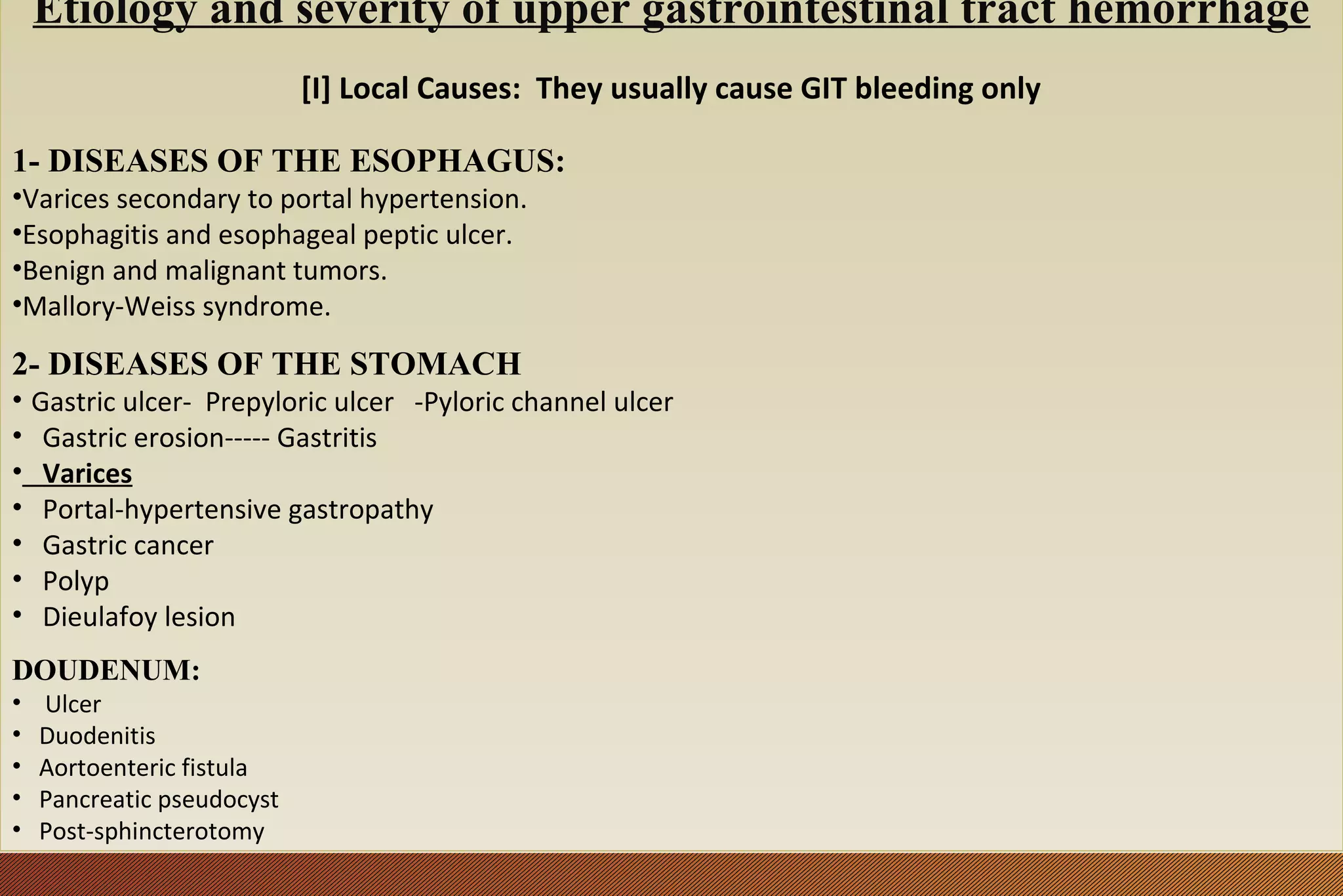 Gastrointestinal Bleeding by dr Mohammed Hussien | PPT