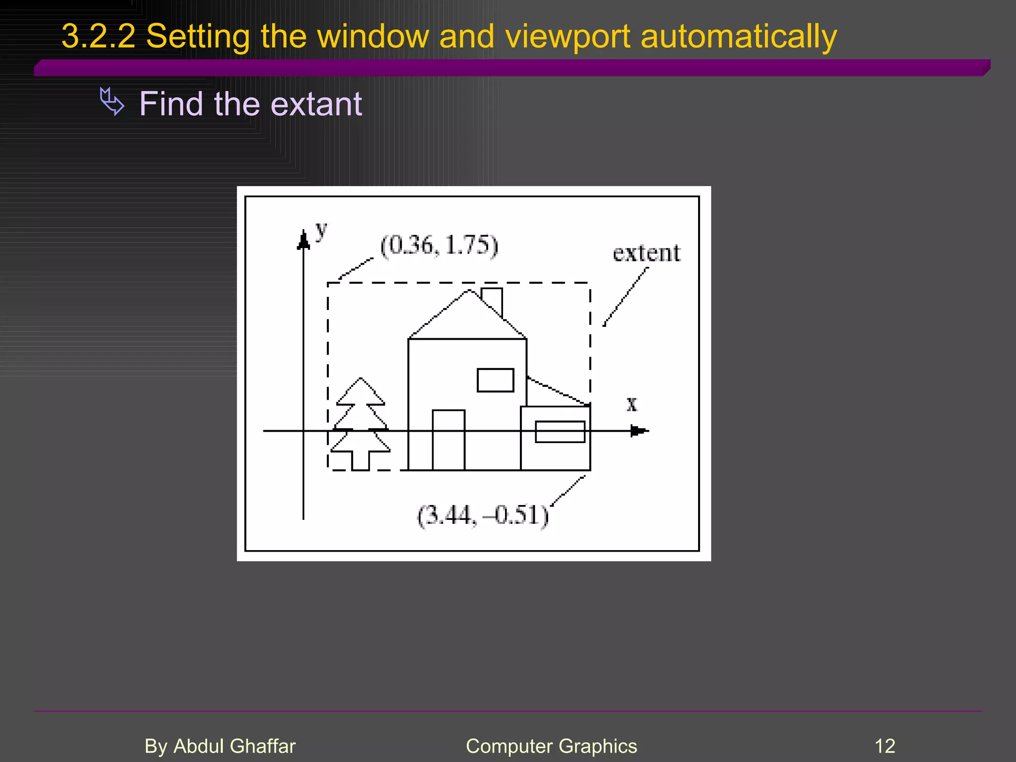 3.2.2 Setting the window and viewport automatically Find the extant 