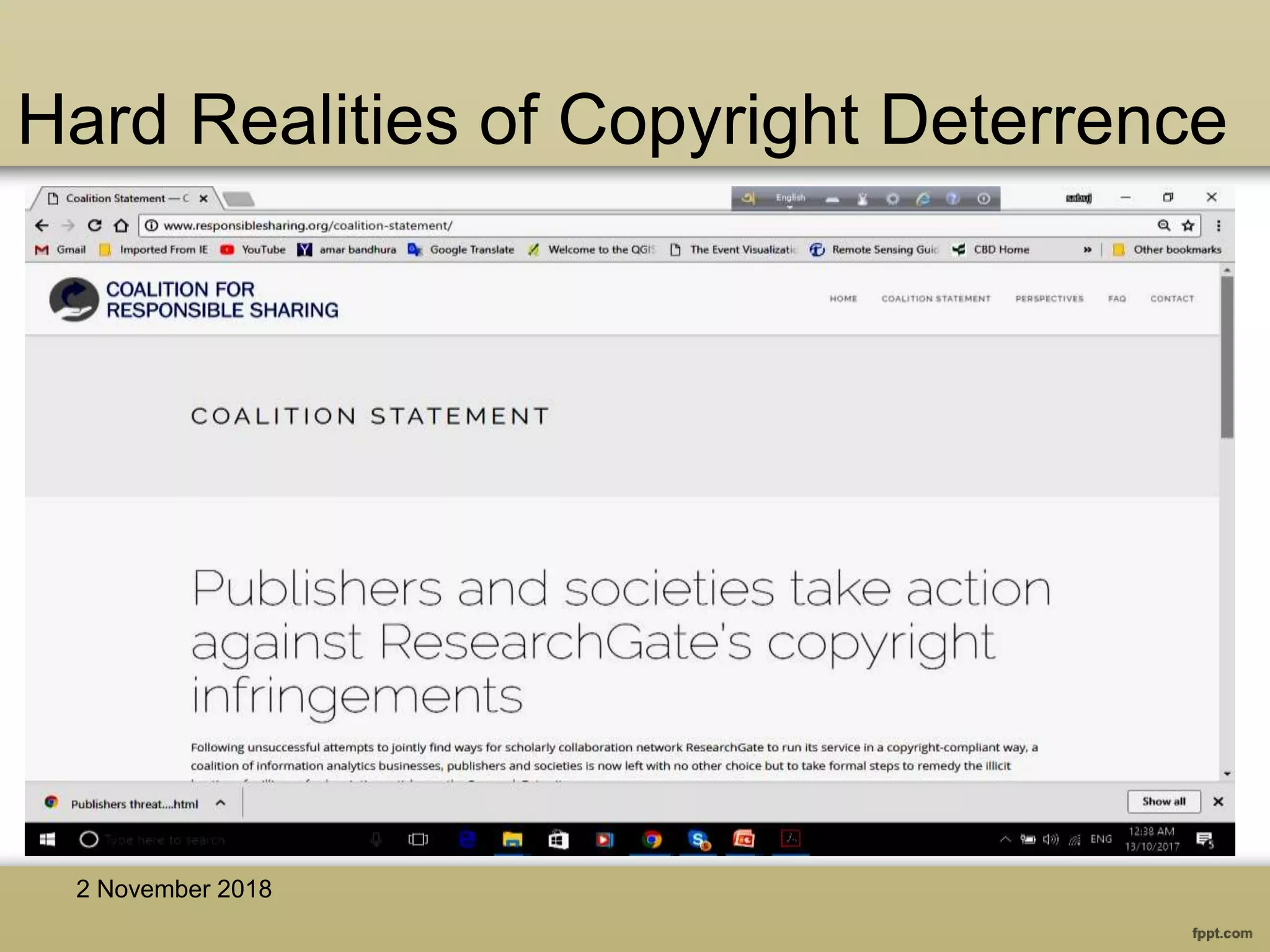 Hard Realities of Copyright Deterrence
2 November 2018
 