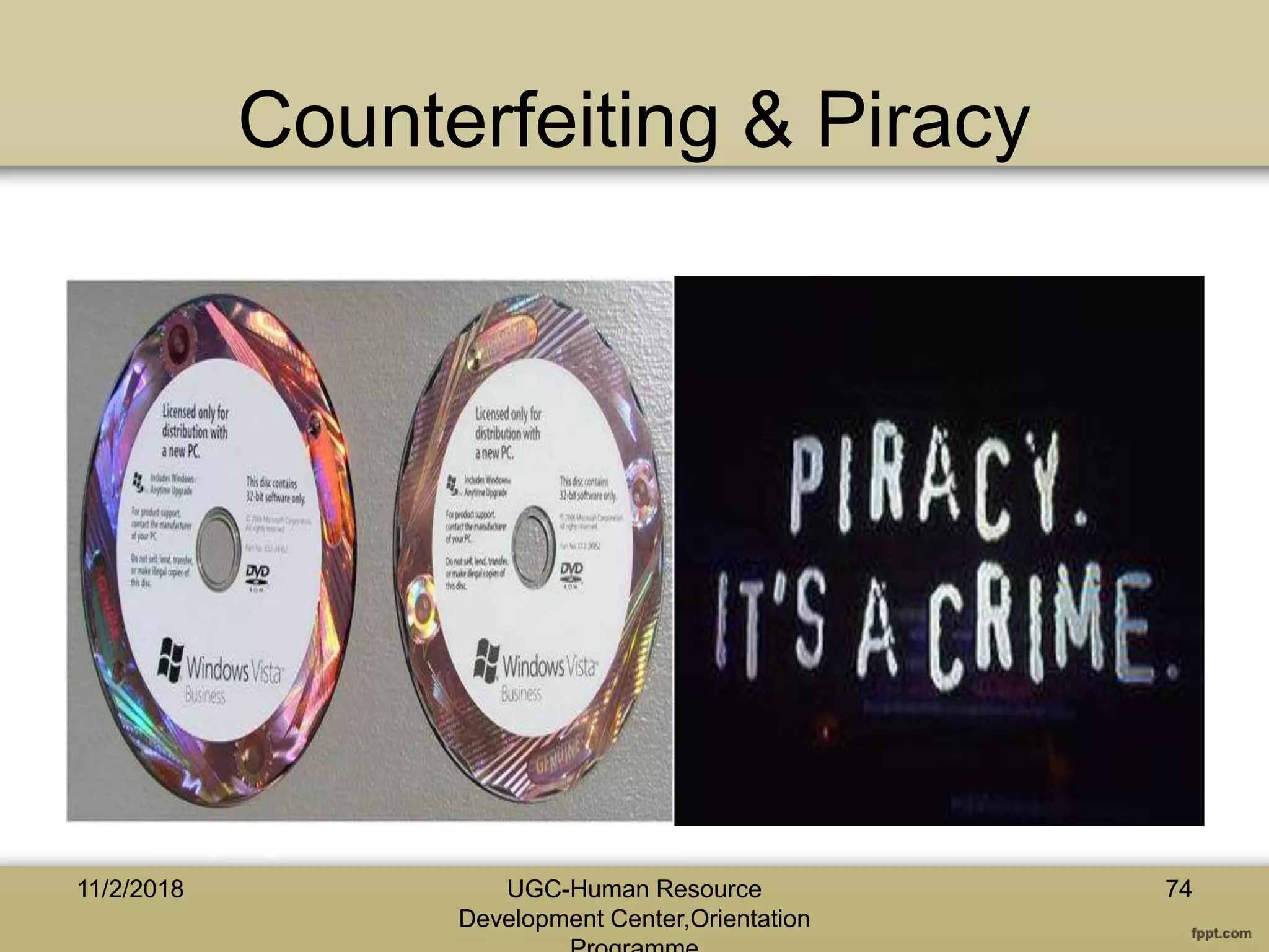Counterfeiting & Piracy
74UGC-Human Resource
Development Center,Orientation
11/2/2018
 