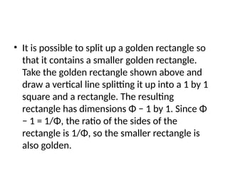 Exploring the Golden Ratio: Mathematics, Art, and Nature Connections | PPTX
