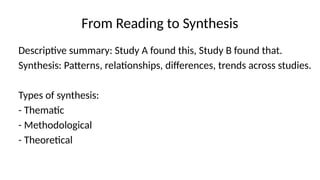 Reading Synthesis Table Example Science Lecture_Literature_Review_Critical_Reading_Synthesis.pptx
