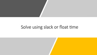 Solve using slack or float time
 