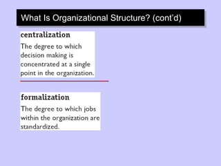 What Is Organizational Structure? (cont’d)
 