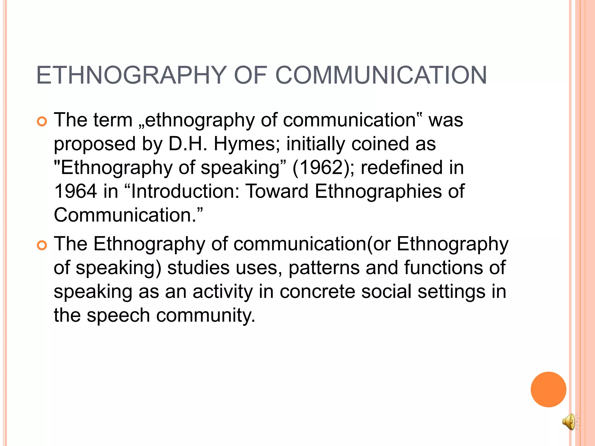 Ethnography of communication | PPTX