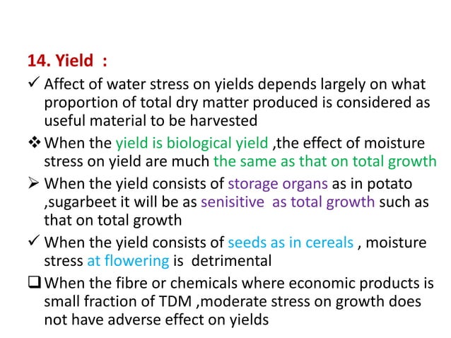 EFFECT OF MOISTURE STRESS ON PLANT GROWTH AND DEVELOPMENT | PPT | Free ...