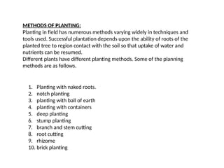 Planting Method Pattern Planting methods in forestry silviculture | PPTX