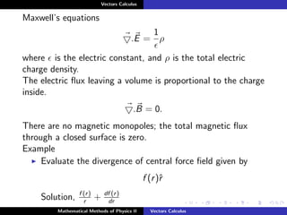 Comprehensive Vector Calculus for Physics and Engineering Applications ...