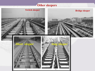 Switch sleeper Bridge sleeper
Other sleepers
Short sleeper long sleeper
 