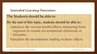 Lecture Note 2 - Health effects from exposures and mechanisms of ...