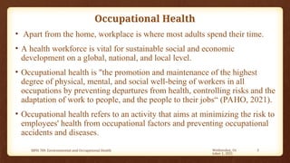 Lecture Note 6 - Types of Occupational Hazards, Job hazard analysis and ...