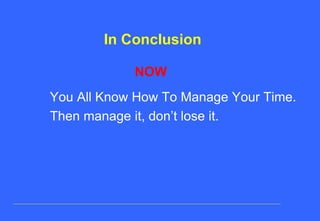 Lecture note # 9 time management , delegation | PPT