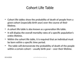 Comprehensive Analysis of Life Tables, Reproductive Rates, and ...