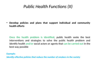 Lecture note on BME 421 Definitions and functions of Public Health ...