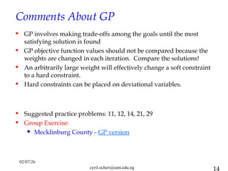 Lecture Note on Goal Programming and Multiple Objective LP.ppt