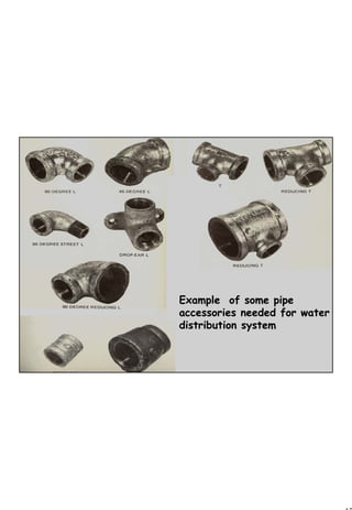 17
1 17
Example of some pipeExample of some pipe
accessories needed for wateraccessories needed for water
distribution systemdistribution system
 