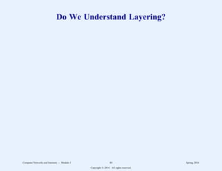 Do We Understand Layering?
Computer Networks and Internets -- Module 1 44 Spring, 2014
Copyright  2014. All rights reserved.
 