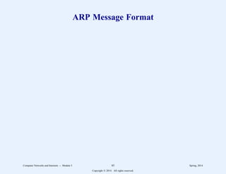 ARP Message Format
Computer Networks and Internets -- Module 5 85 Spring, 2014
Copyright  2014. All rights reserved.
 
