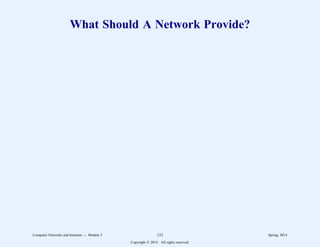 What Should A Network Provide?
Computer Networks and Internets -- Module 5 123 Spring, 2014
Copyright  2014. All rights reserved.
 