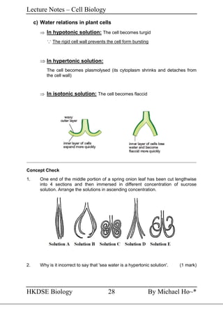 Lecture notes cell biology | PDF