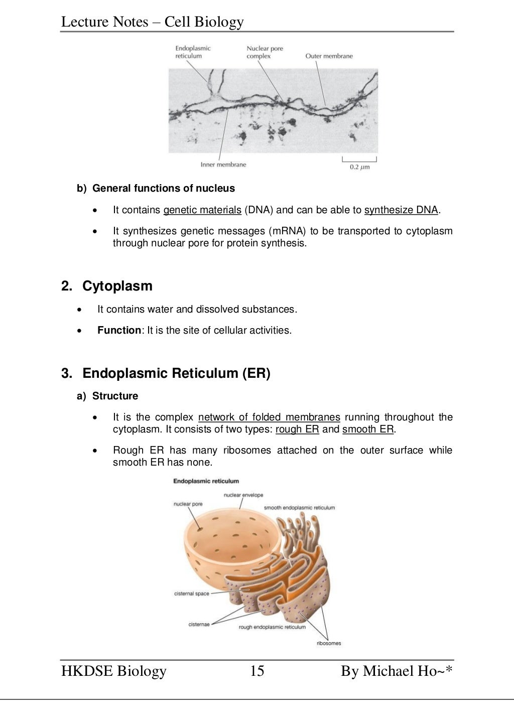 Lecture notes cell biology
