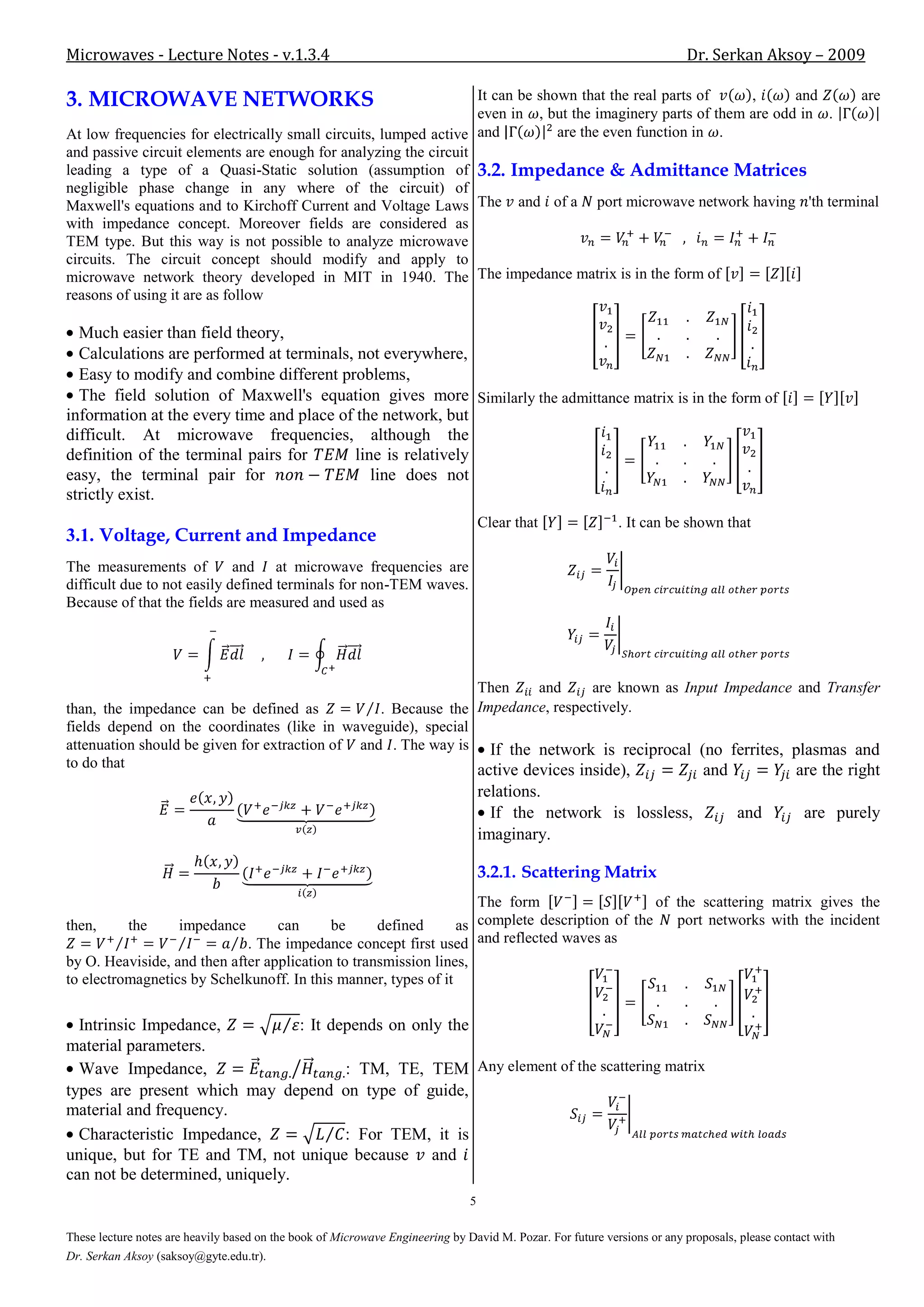 Lecture notes microwaves | PDF