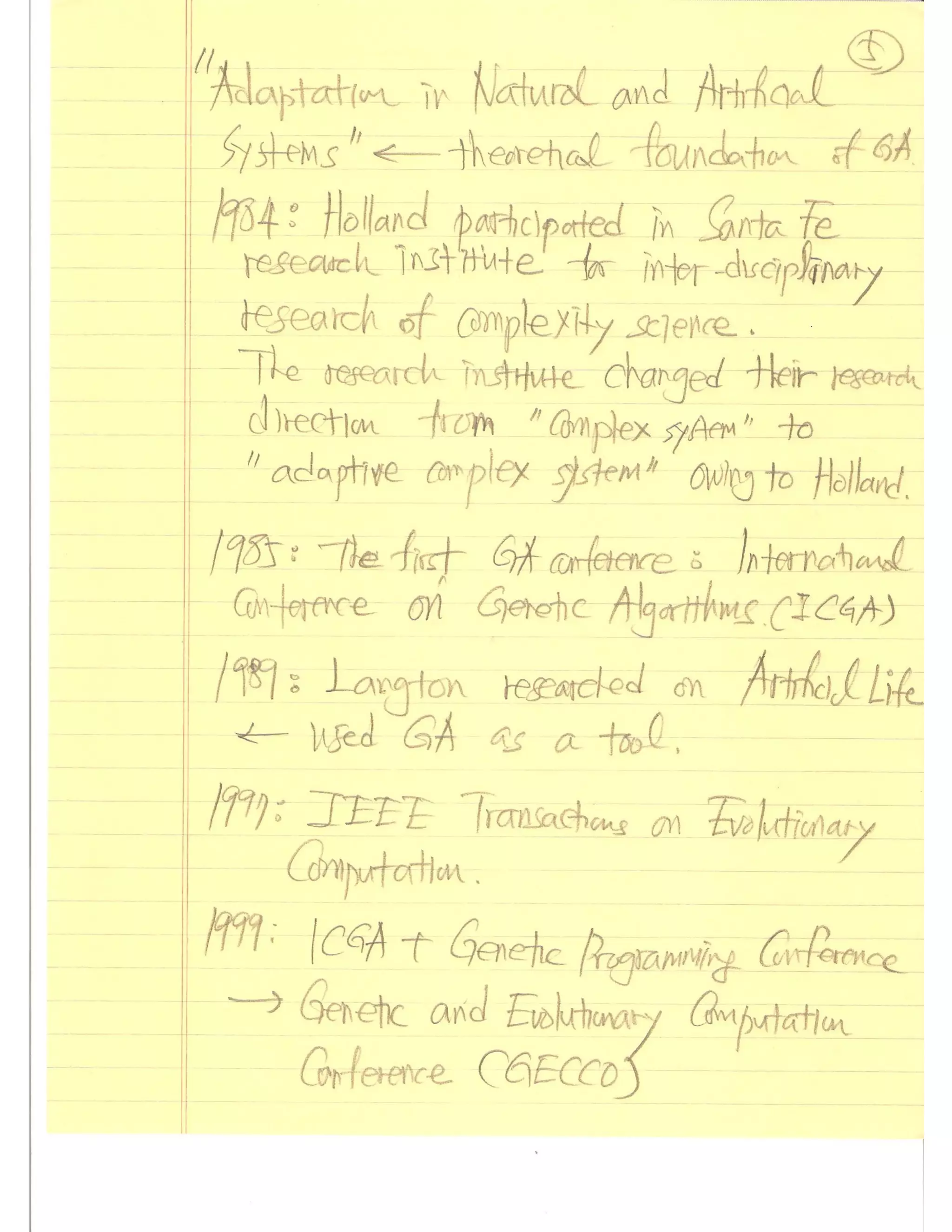 Evolutionary Computation Lecture notes01