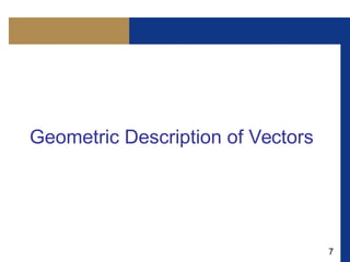 7
Geometric Description of Vectors
 