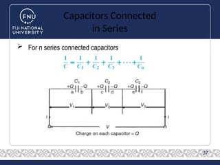 Capacitors Connected
in Series
 For n series connected capacitors
37
 