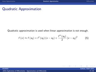 Benginning Calculus Lecture notes 8 - linear, quadratic approximation | PPT