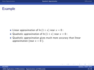 Benginning Calculus Lecture notes 8 - linear, quadratic approximation | PPT