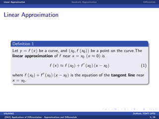 Benginning Calculus Lecture notes 8 - linear, quadratic approximation | PPT