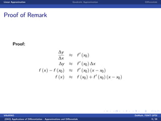 Benginning Calculus Lecture notes 8 - linear, quadratic approximation | PPT