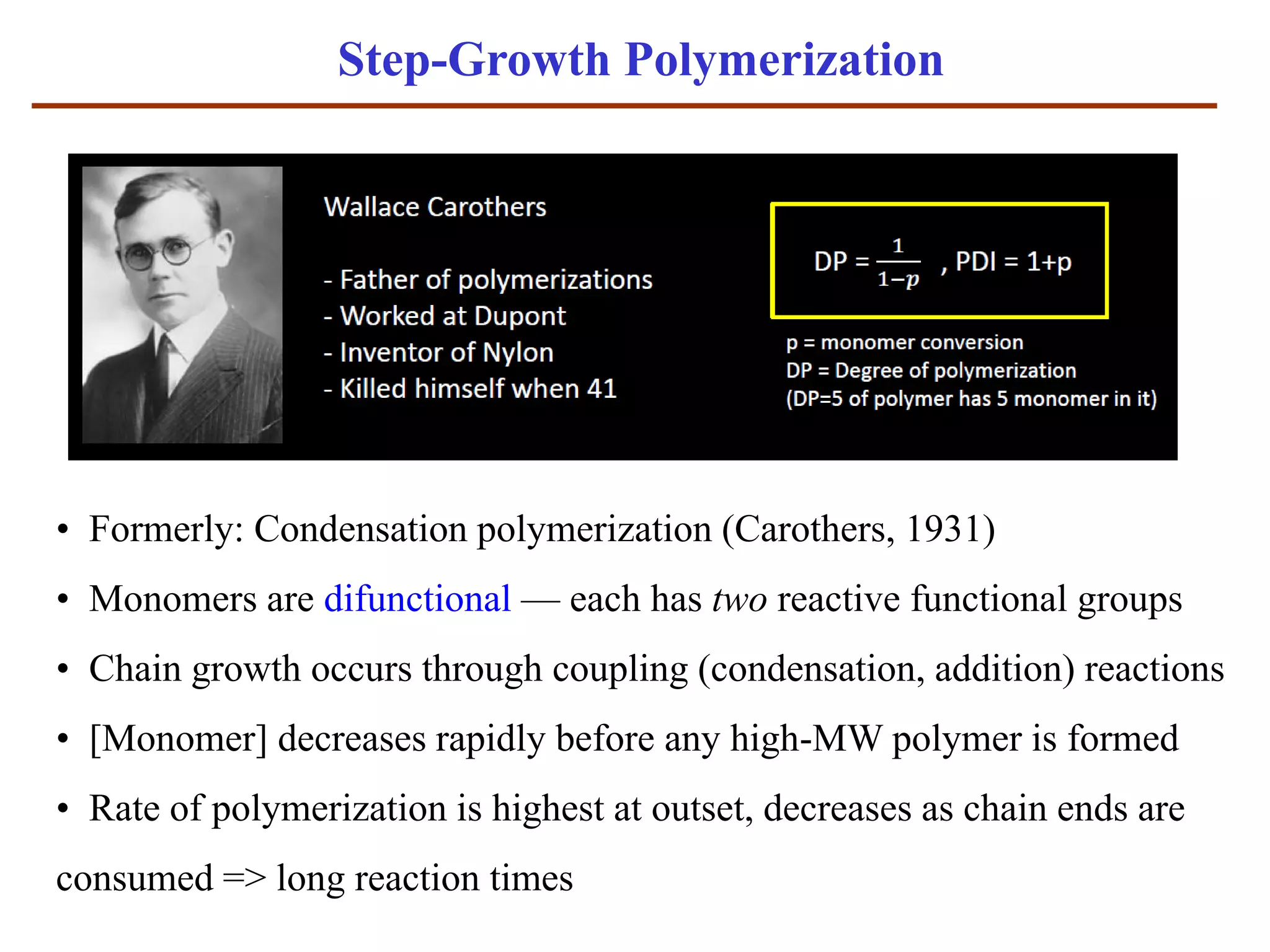 Lecture: Polymerization Reactions and Techniques | PDF
