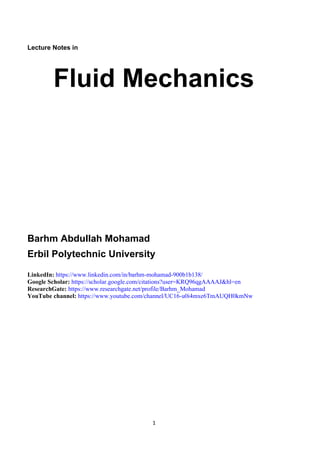 Lecture Notes in Fluid Mechanics | PDF