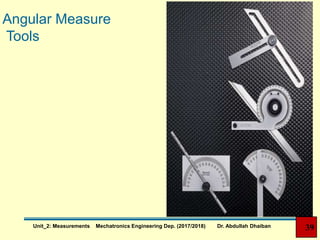 Angular Measure
Tools
39Unit_2: Measurements Mechatronics Engineering Dep. (2017/2018) Dr. Abdullah Dhaiban
 
