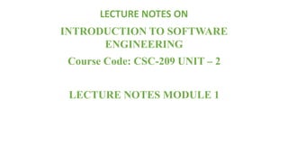 lecture notes on Introduction to Software Engineering CSC 209 .pdf