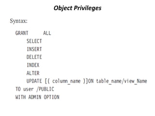 Lecture Notes Unit4 Chapter13 users , roles and privileges | PDF